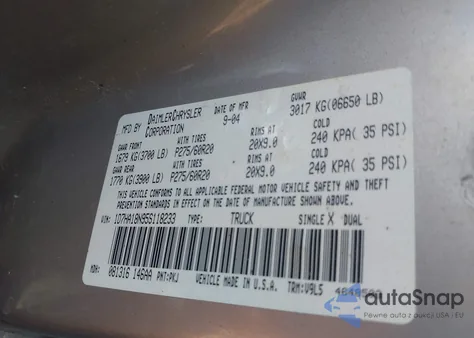 2005 Dodge Ram 1500 Slt/Laramie from USA, damaged, VIN 1D7HA18N95S118233